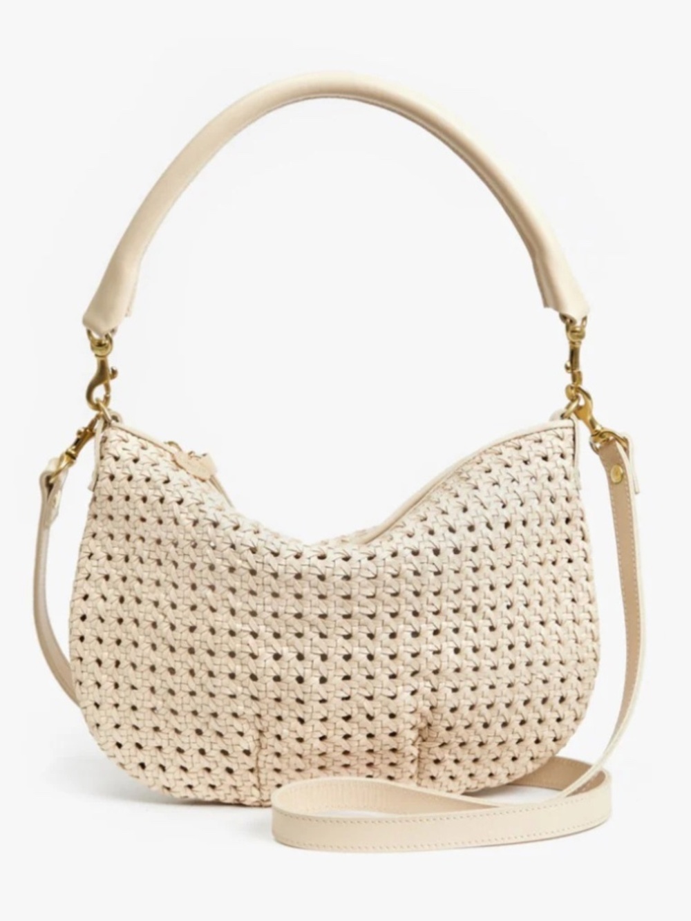 Clare V. Petit Moyen Messenger in Rattan Cream